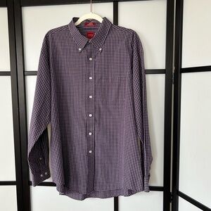 [17-17.5] Arrow Men’s Poly Blend Purple Plaid Long Sleeve Button Down Shirt
